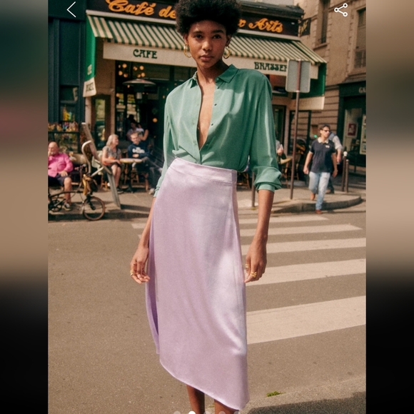 Sezane Ann 100% Silk Button Shirt - Picture 2 of 6